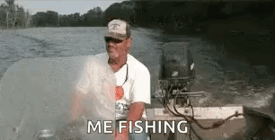 Man Sitting On Boat Me Fishing GIF