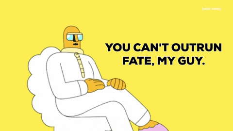 Man Sitting on Cloud You Can't Outrun Fate My Guy