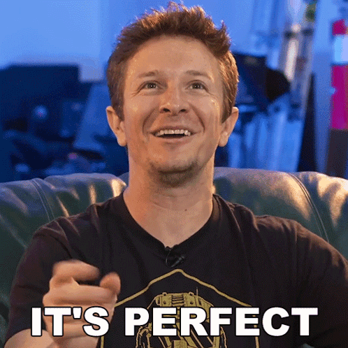 Man Sitting on Couch Saying Its Perfect