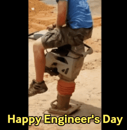 Man Sitting On Happy Engineer's Day Machine GIF