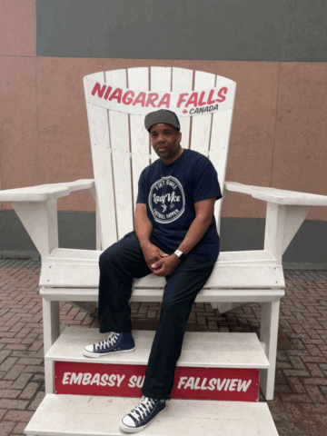 Man Sitting On Niagara Falls Canada Chair GIF