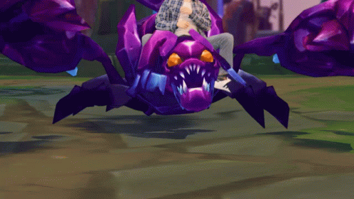 Man Sitting On Purple Monster With Orange Eyes GIF
