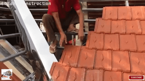 Man Sitting On Roof With Subscribe Button GIF