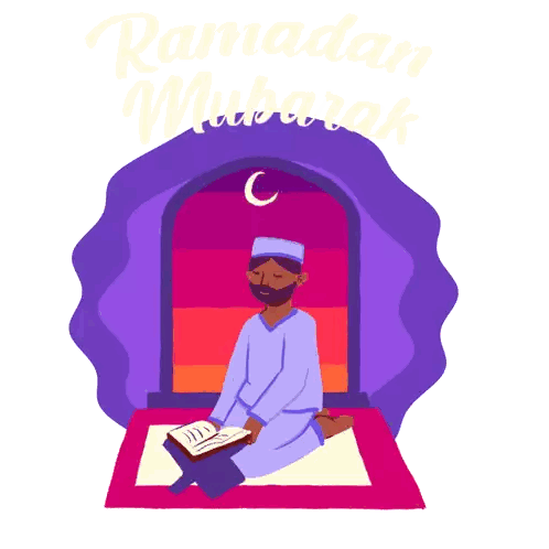 Man Sitting on Rug Reading Book Ramadan Mubarak