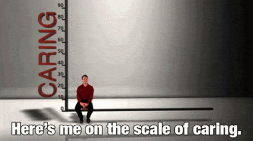 Man Sitting on Scale of Caring
