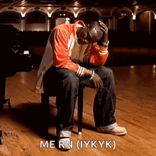 Man Sitting On Stool With Head In Hands GIF