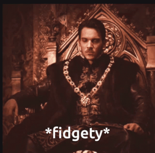 Man Sitting on Throne With Fidgety Above Him