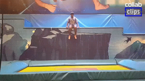 Man Sitting on Trampoline Edge Collab Clip