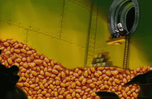 Man Sitting On Window Sill With Baked Beans GIF