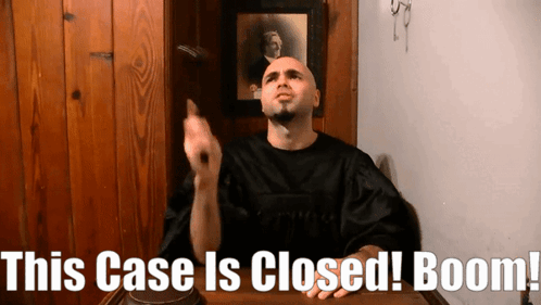 Man Sitting With Case Closed Boom GIF