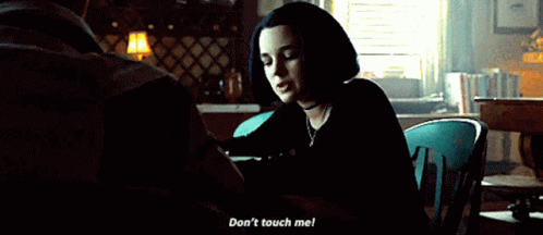 Man Sitting With Woman Says Don't Touch Me GIF