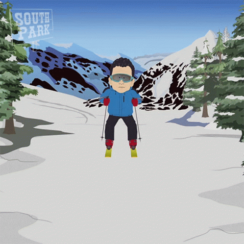 Man Skiing Behind South Park Sign