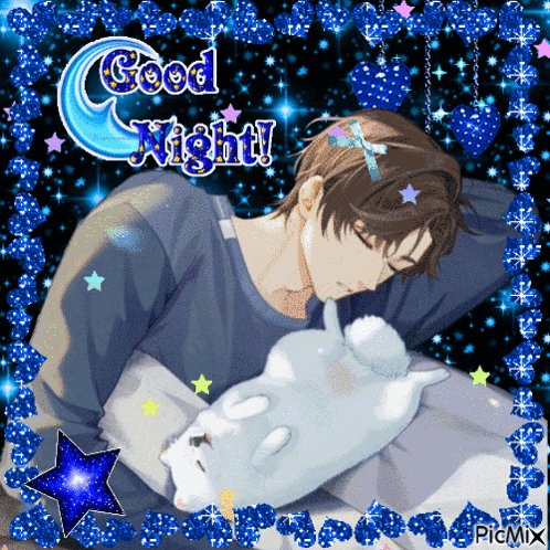 Man Sleeping With Stuffed Animal Saying Good Night