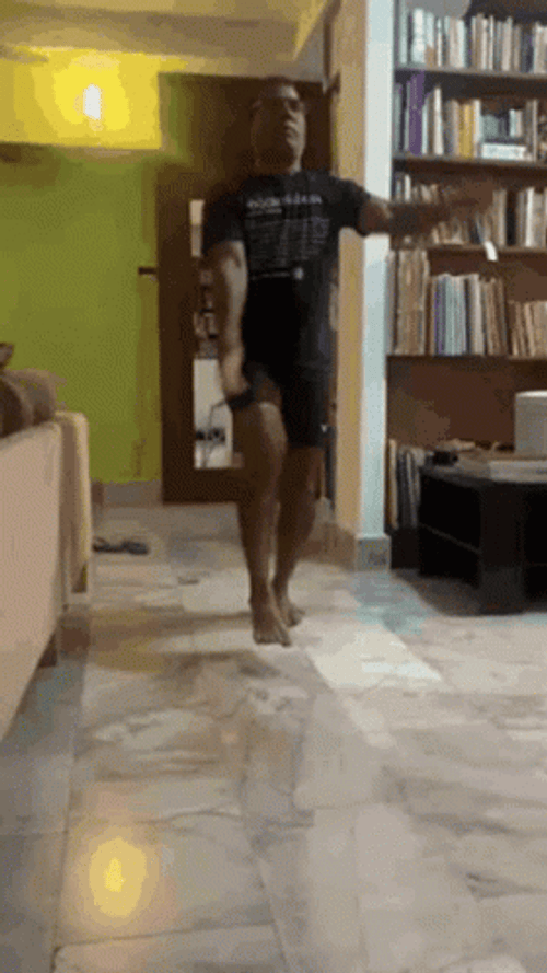 Man Slip Fall On The Room  GIF