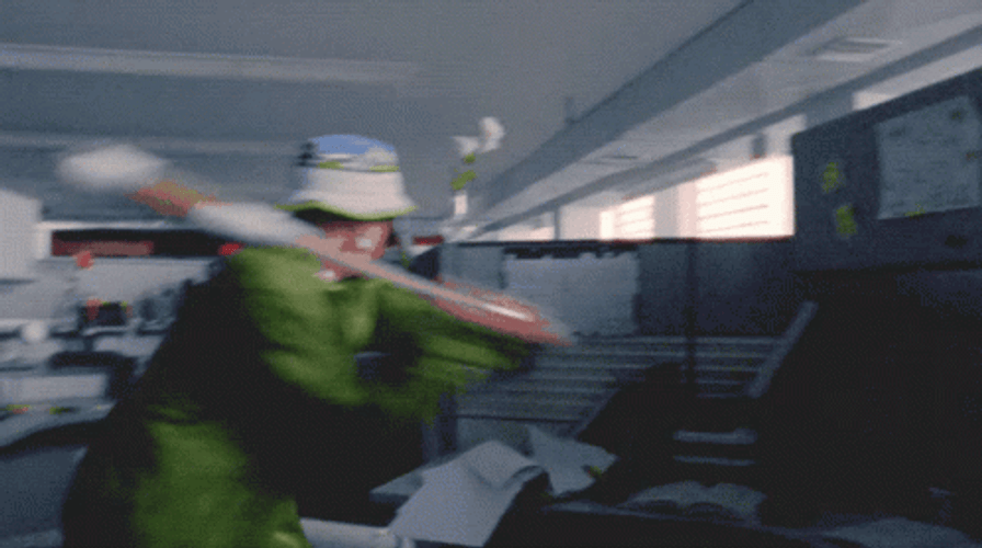Man Smash At The Office Space GIF