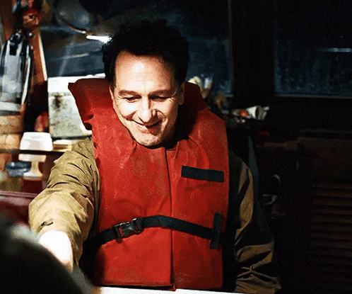 Man Smiling In Red Life Jacket GIF