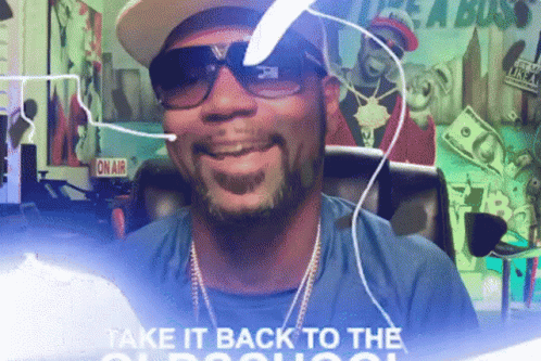 Man Smiling Sunglasses Hat Take It Back to the Old School