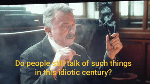 Man Smoking Pipe Saying Do People Still Talk Of Such Things GIF