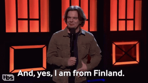 Man Speaking Into Mic Saying And Yes I Am From Finland