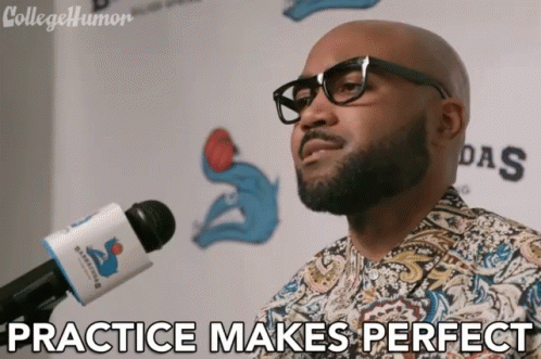 Man Speaking Into Microphone Practice Makes Perfect