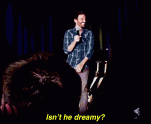 Man Speaking Into Microphone Saying Isn't He Dreamy GIF