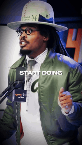 Man Speaking Into Microphone Saying Supposed GIF