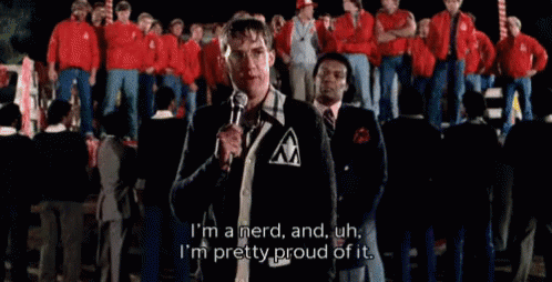 Man Speaking Into Microphone Says I'm a Nerd