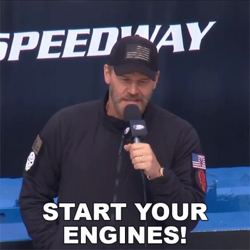Man Speaking Into Microphone Start Your Engines GIF