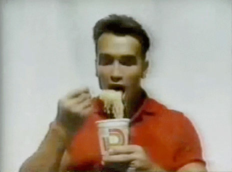 Man Speed Eating Noodles GIF