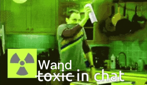 Man Spraying In Kitchen With Wand Toxic In Chat GIF