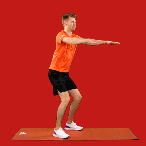 Man Squats On Yoga Mat GIF
