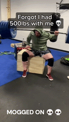 Man Squatting With Barbell Forgot I Had 500lbs