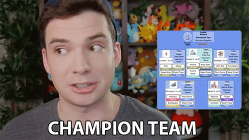Man Standing Before Champion Team Sign