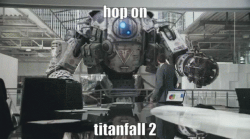 Man Standing Before Robot Saying Hop on Titanfall 2