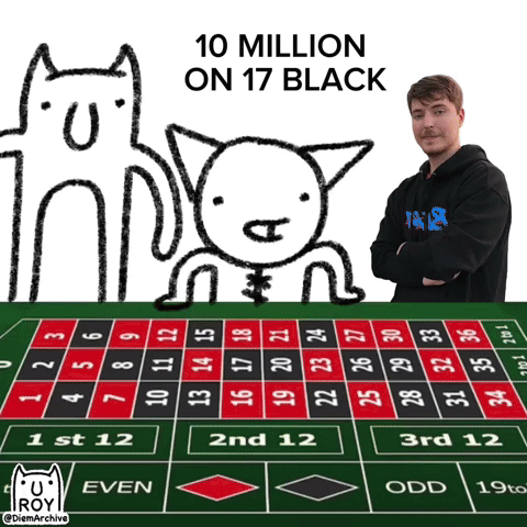 Man Standing Before Roulette Table 10 Million on 17 Black