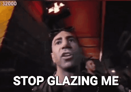 Man Standing Before Stop Glazing Me Sign
