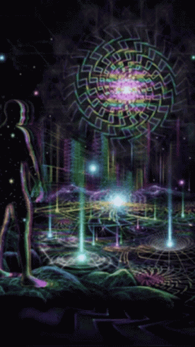 Man Standing Before Swirl of Light