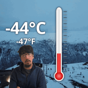 Man Standing Before Thermometer 34 Degrees Celsius GIF
