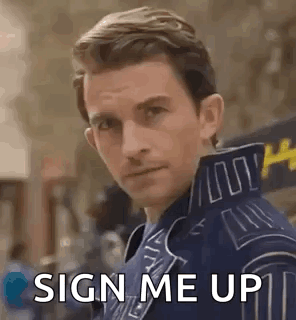 Man Standing Beside Sign Me Up GIF