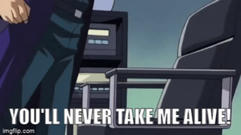 Man Standing By Chair You'll Never Take Me Alive GIF