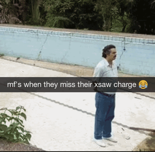 Man Standing by Pool Saying Mfs When Misses Xsaw Charge