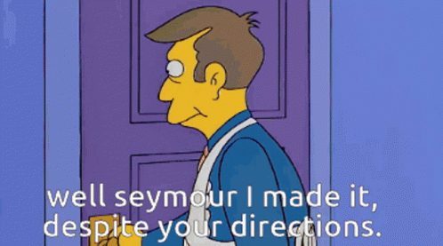 Man Standing In Front Of Door Saying Well Seymour I Made It GIF
