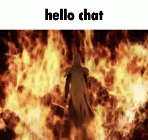 Man Standing in Front of Fire Saying Hello Chat