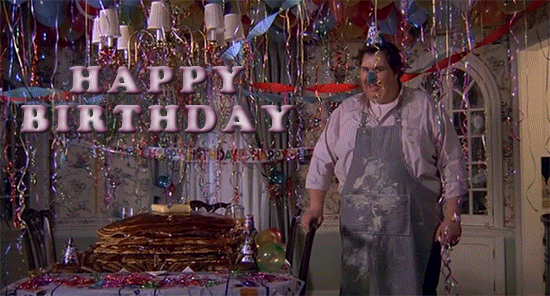 Man Standing In Front Of Happy Birthday Sign GIF