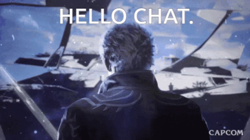 Man Standing In Front Of Hello Chat Screen GIF