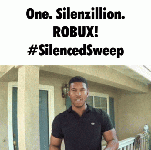 Man Standing in Front of House with Robux Text