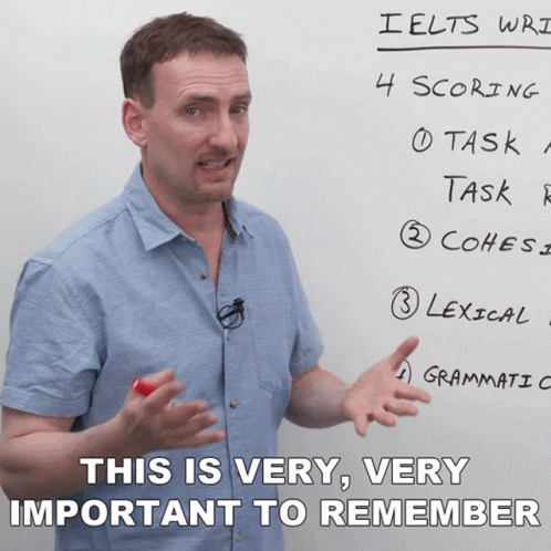 Man Standing In Front Of IELTS Writing Whiteboard GIF
