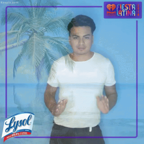 Man Standing In Front Of Lysol Box GIF