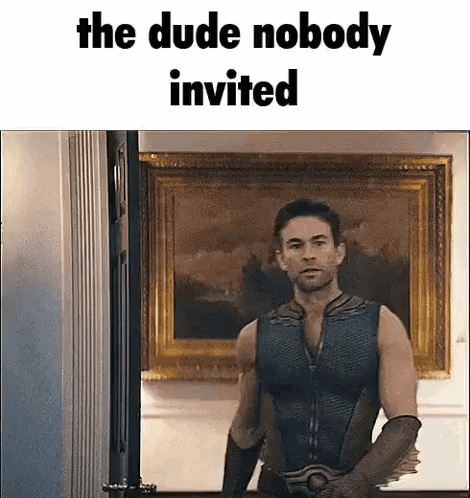 Man Standing In Front Of Painting The Dude Nobody Invited GIF