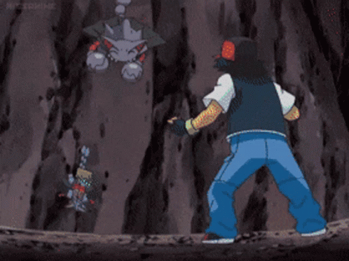 Man Standing In Front Of Pokemon Monster GIF